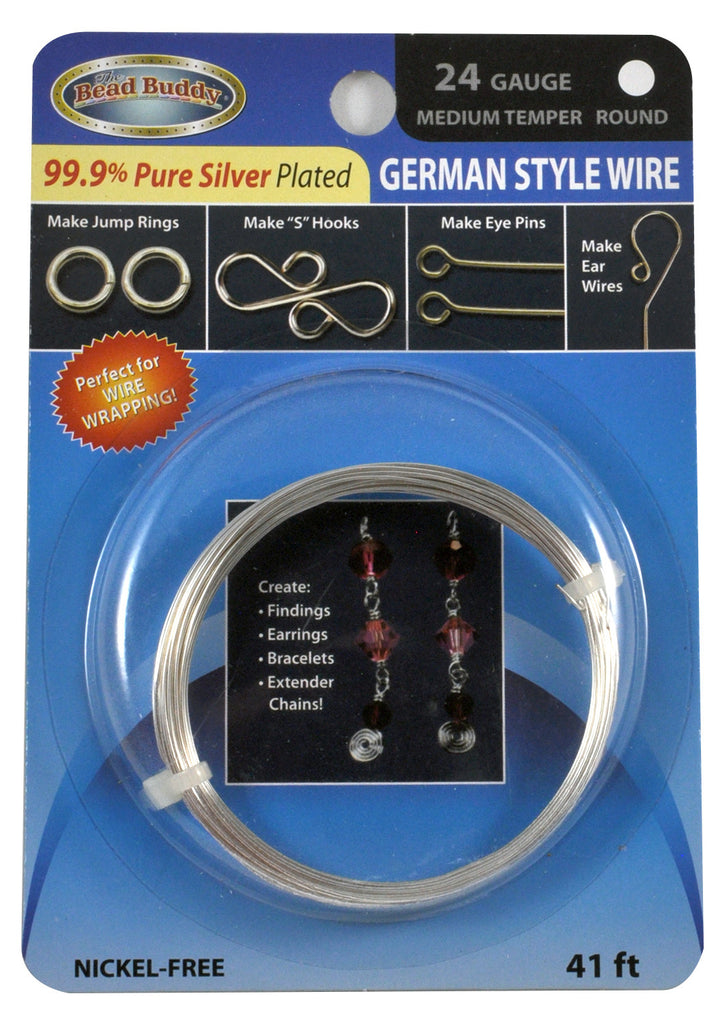 German Style Wire - Silver Plated, Square, 24 gauge, 4 meters (13.1 ft)