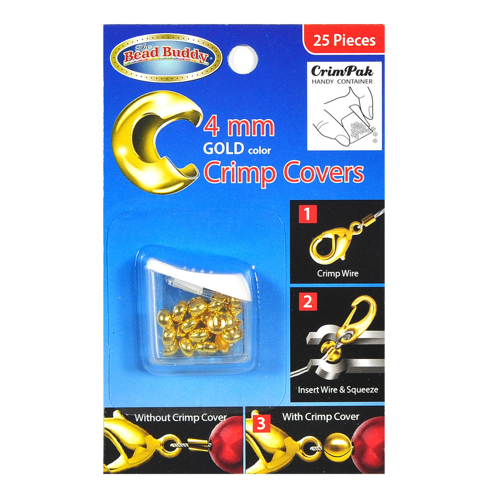 Crimp Covers, 4 mm (.157 in), Gold Color, 20 pc