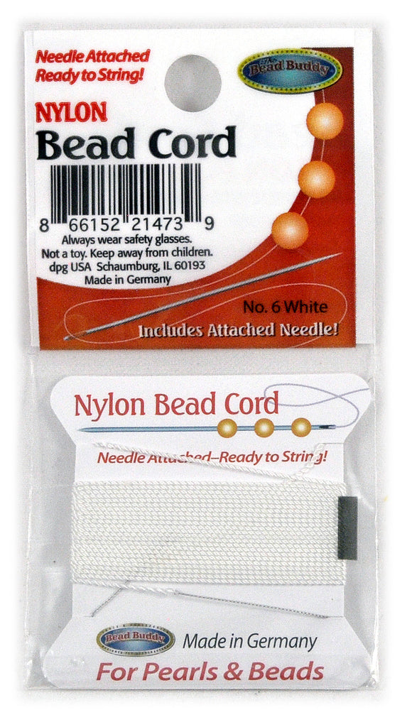 Nylon Bead Cord #6 White – Bead Buddy