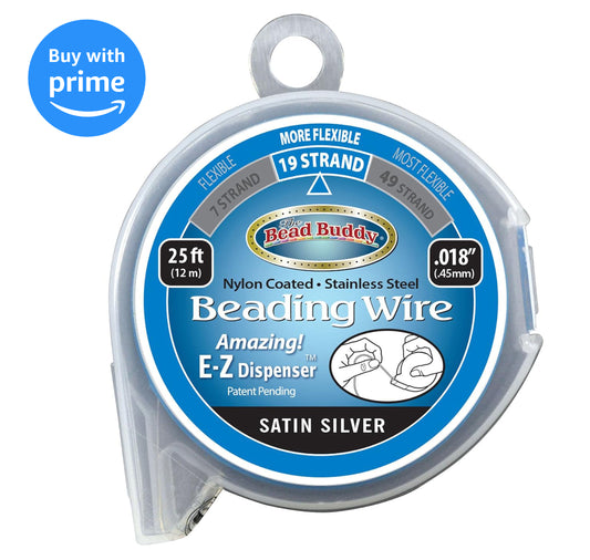 19 Strand Beading Wire, Satin Silver 25ft 0.18"