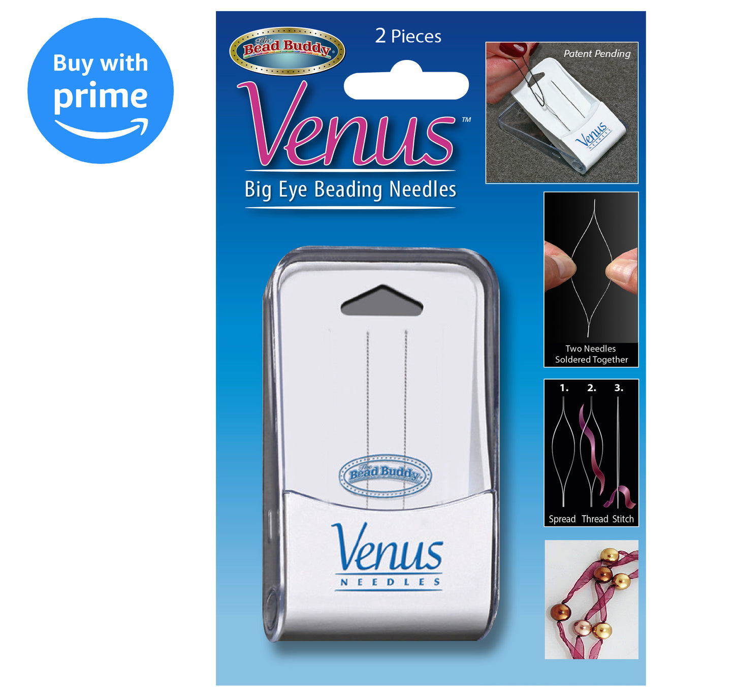 Venus Big Eye Beading Needle, 2 Pieces