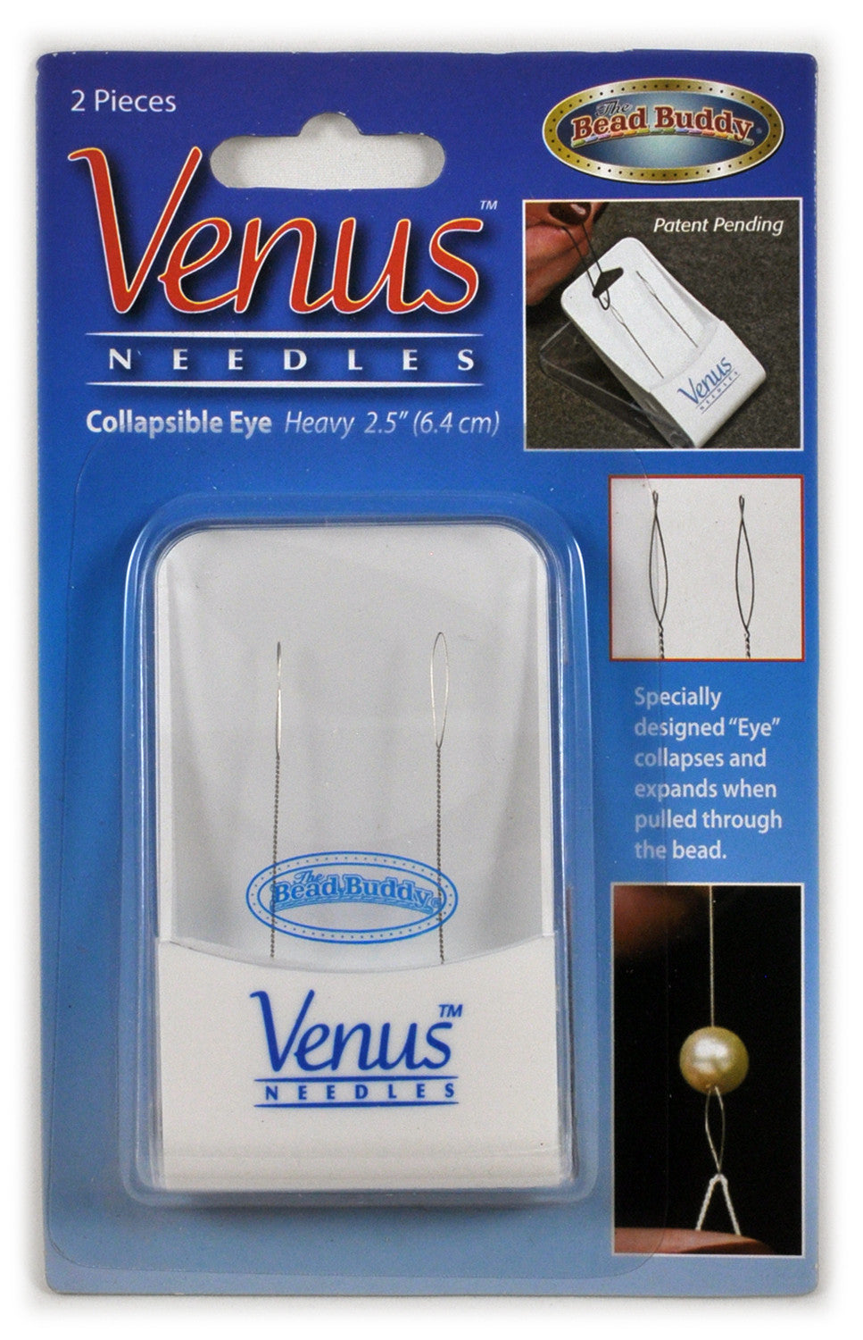 Venus Collapsible Eye Needle, 2pc. Heavy, 2.5", 6.4 cm