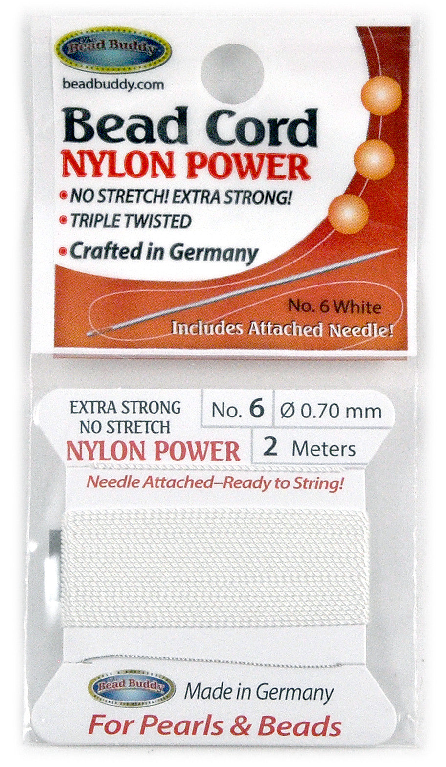 Nylon Bead Cord #6 White